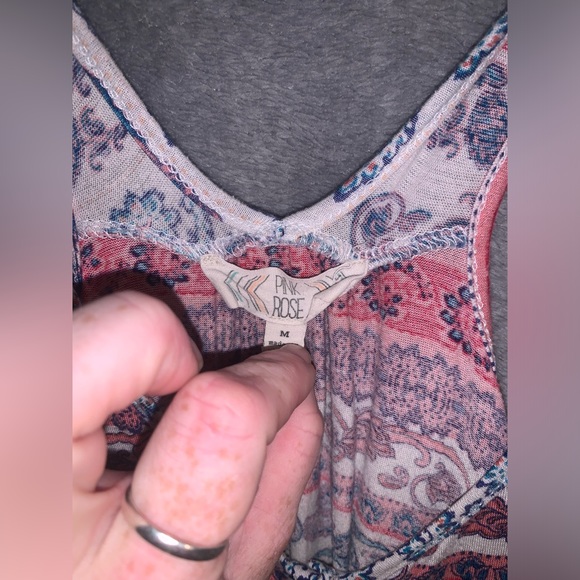 Pink Rose tank top size medium pink and blue patterned - Picture 2 of 3